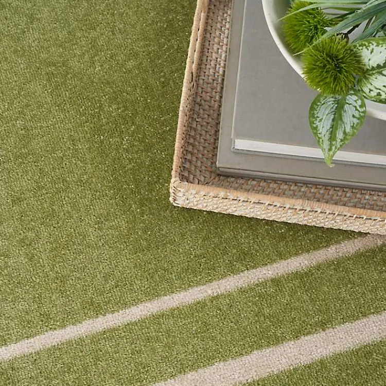 Outdoor Rugs-Kirklands Home Green Bordered Indoor/Outdoor Area Rug, 5x7