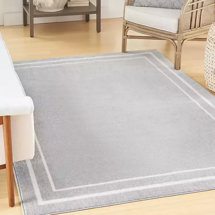 Outdoor Rugs-Kirklands Home Bordered Indoor/Outdoor Area Rug, 5x7 Gray