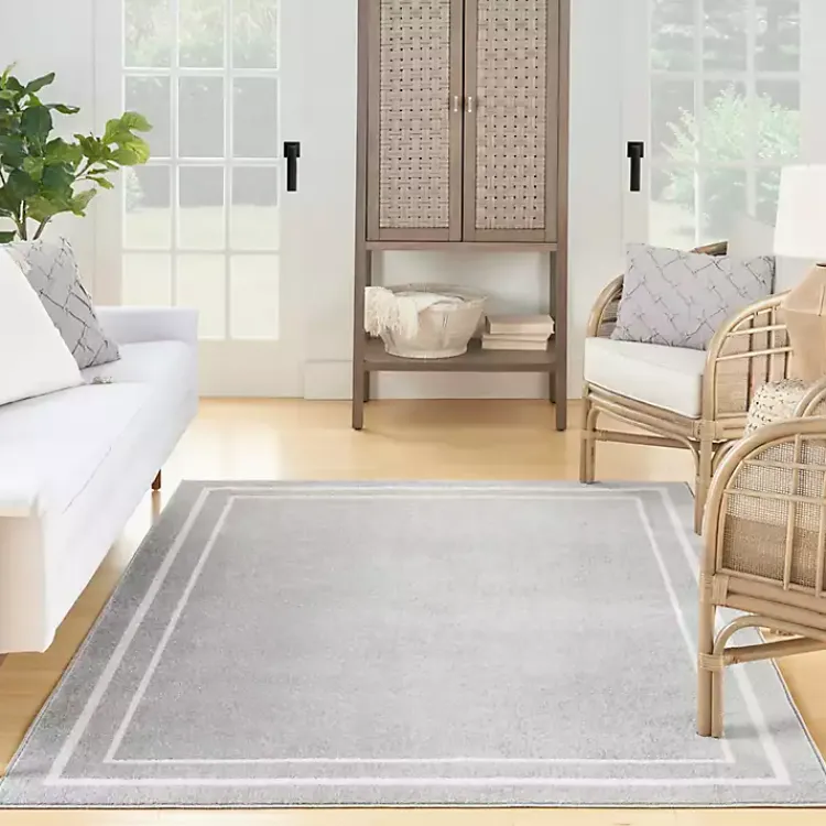 Outdoor Rugs-Kirklands Home Bordered Indoor/Outdoor Area Rug, 5x7 Gray