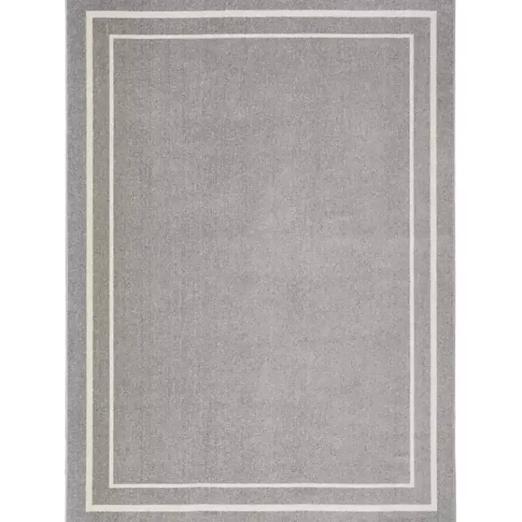 Outdoor Rugs-Kirklands Home Gray Bordered Indoor/Outdoor Area Rug, 6x9
