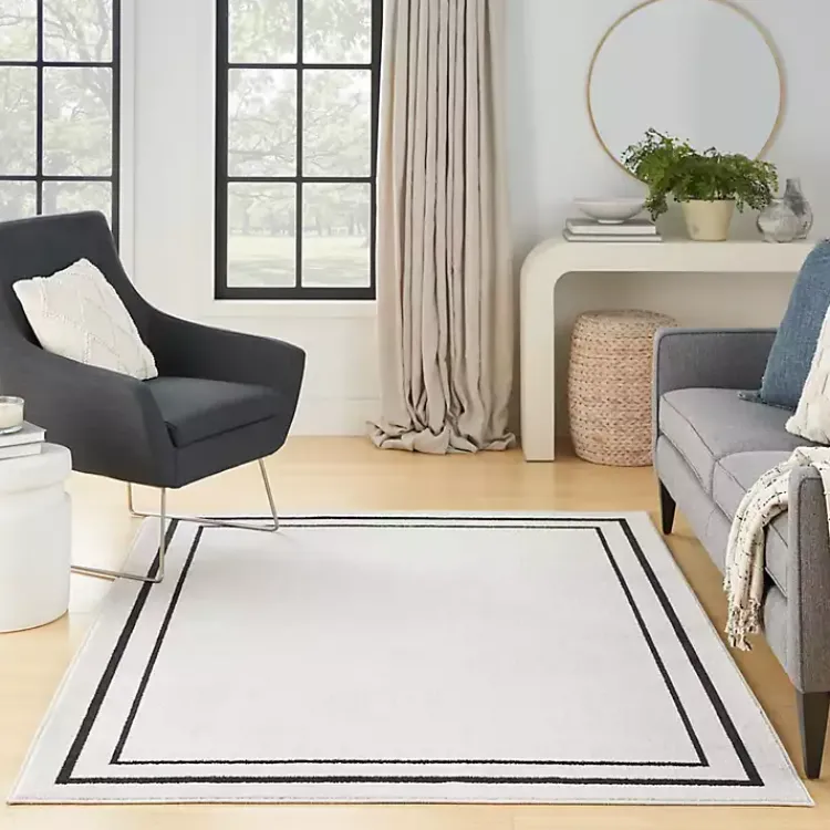 Outdoor Rugs-Kirklands Home Bordered Indoor/Outdoor Area Rug, 5x7 Ivory