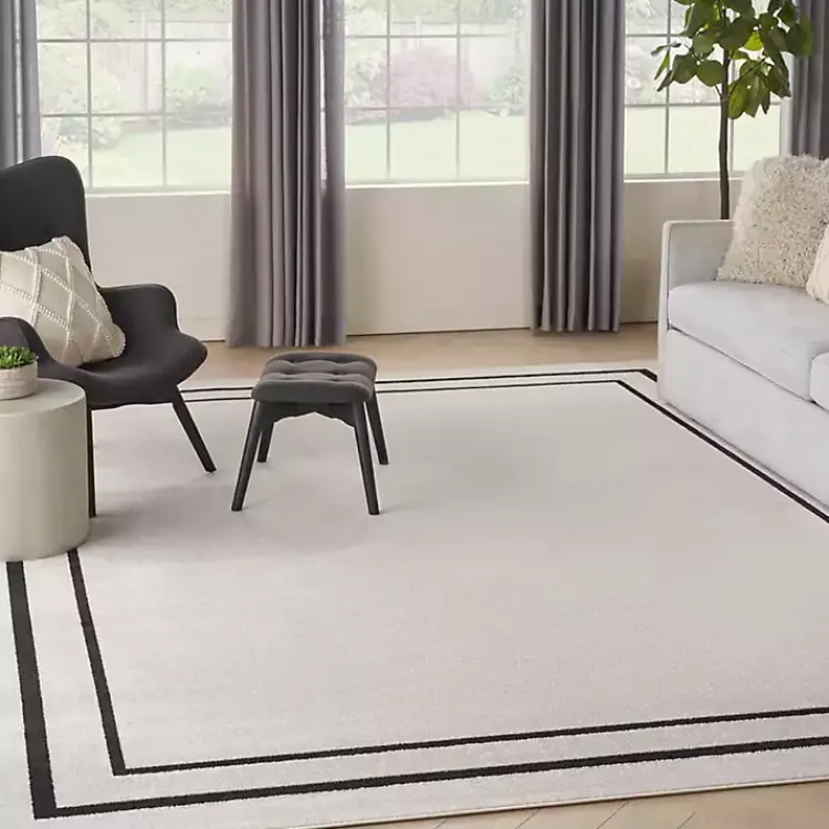 Outdoor Rugs-Kirklands Home Bordered Indoor/Outdoor Area Rug, 8x10 Ivory