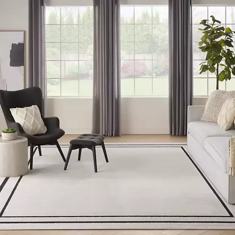 Outdoor Rugs-Kirklands Home Bordered Indoor/Outdoor Area Rug, 8x10 Ivory