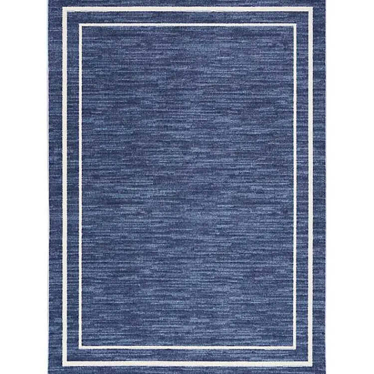 Outdoor Rugs-Kirklands Home Navy Bordered Indoor/Outdoor Area Rug, 5x7