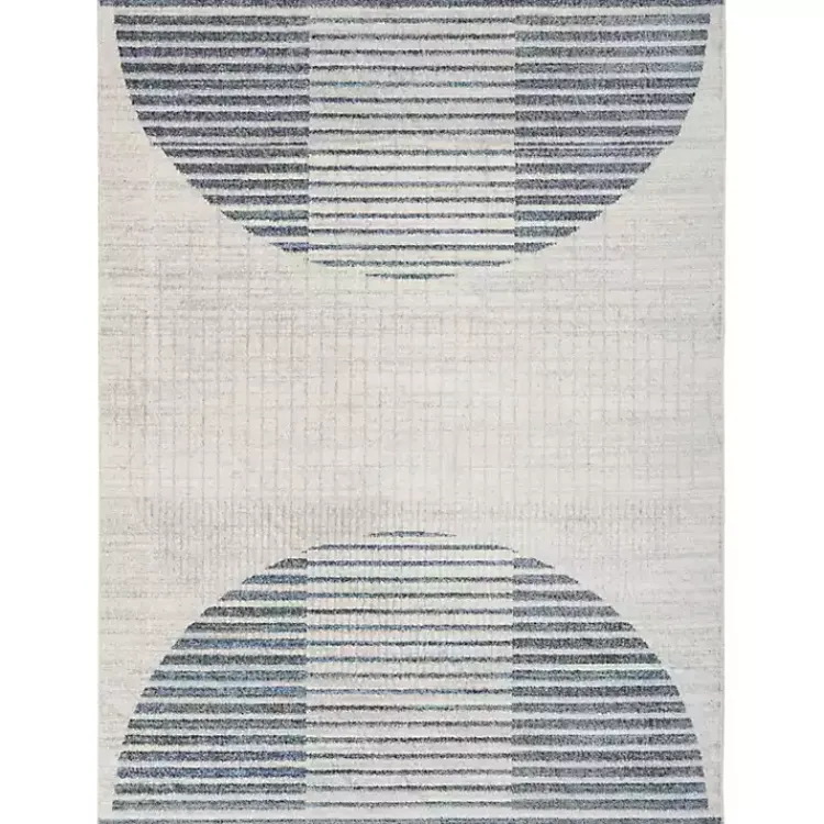 Area Rugs-Kirklands Home Blue Linear Geometric Washable Area Rug, 6x9