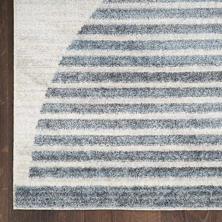 Area Rugs-Kirklands Home Blue and Ivory Striped Half Moon Area Rug, 8x10