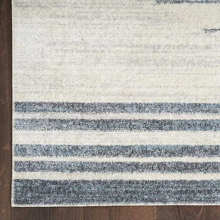 Area Rugs-Kirklands Home Blue and Ivory Striped Moons Runner, 2x12