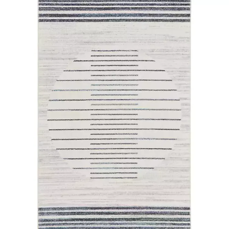 Area Rugs-Kirklands Home Ivory Striated Sphere Washable Area Rug, 4x6