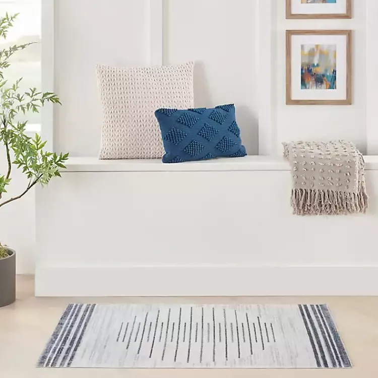 Area Rugs-Kirklands Home Ivory Striated Sphere Washable Area Rug, 4x6