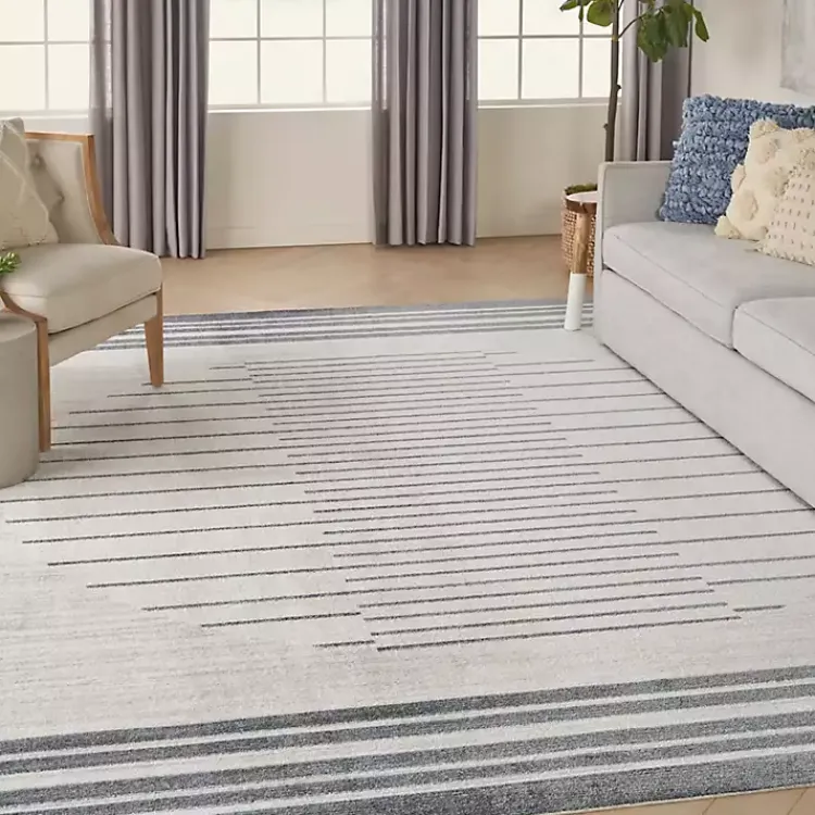 Area Rugs-Kirklands Home Ivory Striated Sphere Washable Area Rug, 7x10