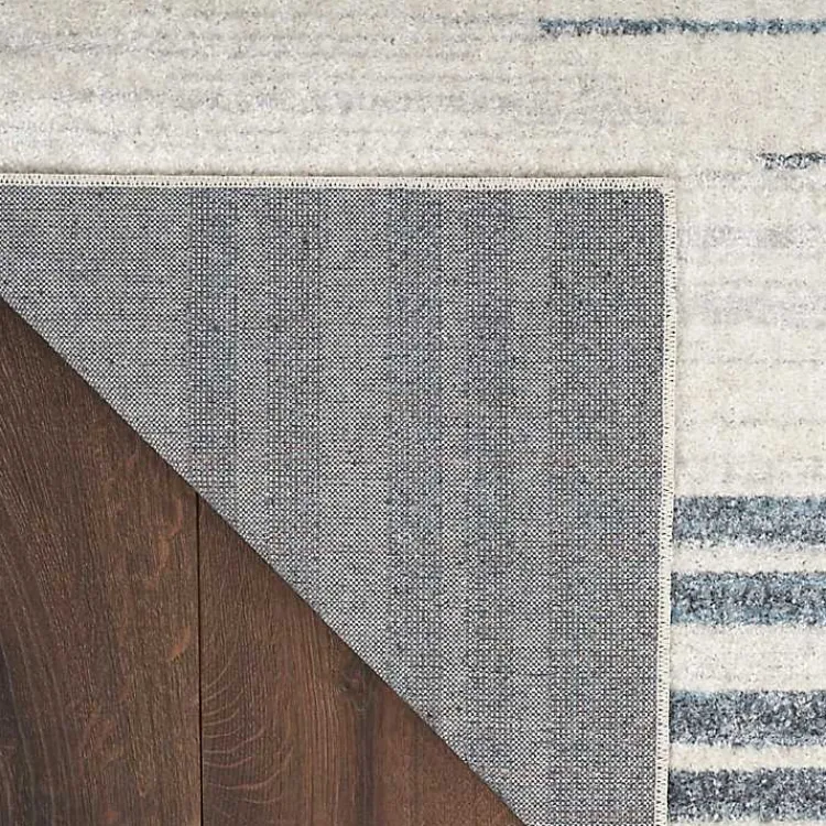 Area Rugs-Kirklands Home Blue and Ivory Striped Moon Area Rug, 9x12