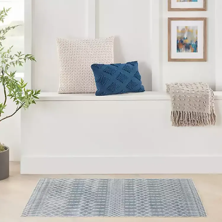 Area Rugs-Kirklands Home Light Moroccan Washable Area Rug, 4x6 Blue