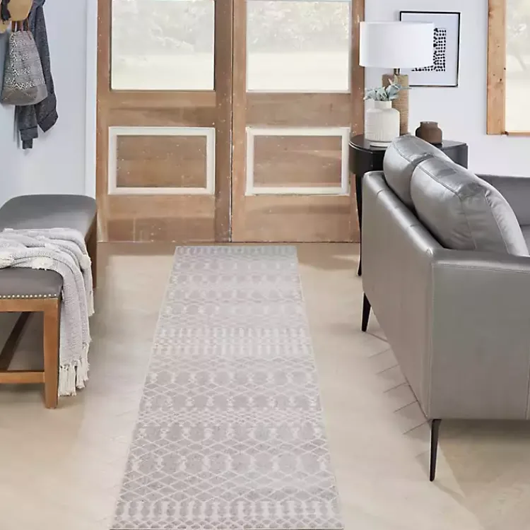 Area Rugs-Kirklands Home Light Moroccan Washable Runner, 2x12 Gray