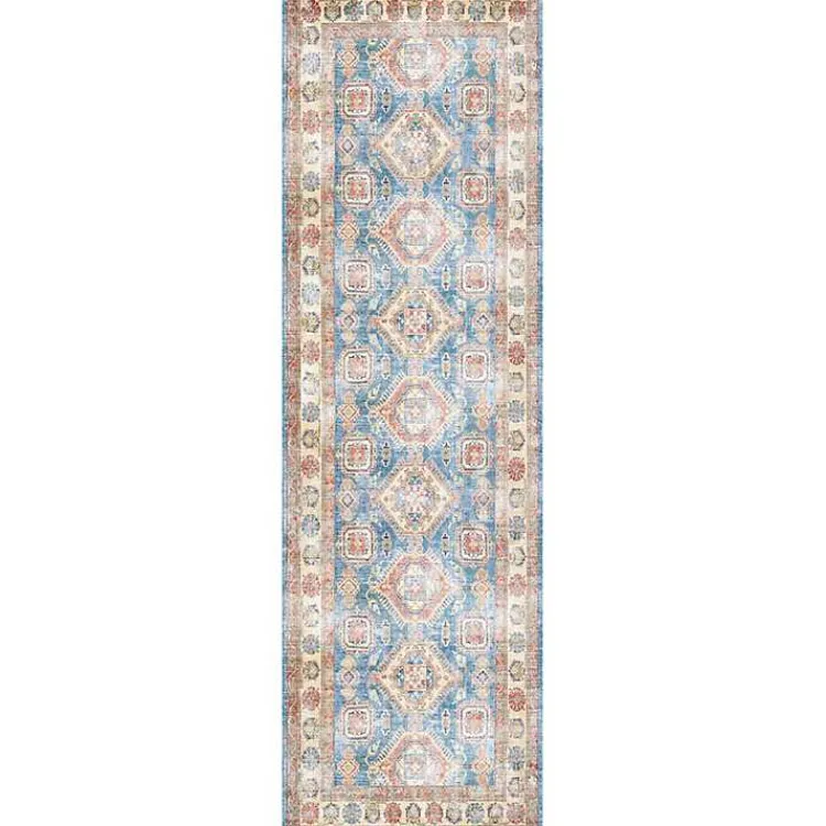 Area Rugs-Kirklands Home Fulton Vintage Medallion Runner, 2x7 Blue