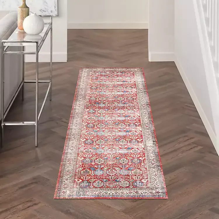 Area Rugs-Kirklands Home Fulton Traditional Runner, 2x7 Red