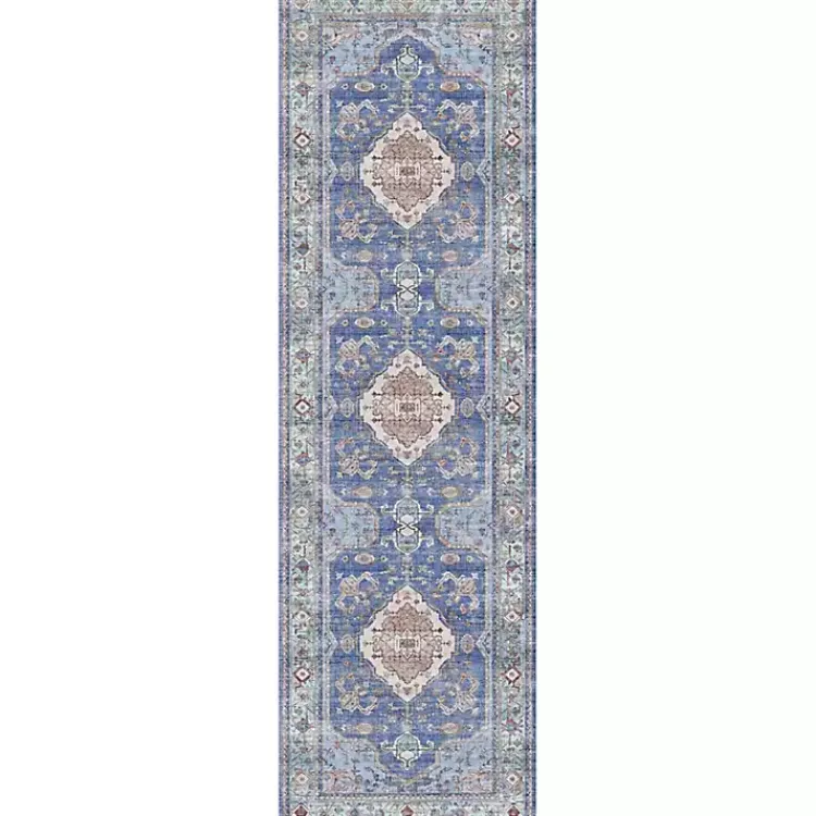 Area Rugs-Kirklands Home Fulton Medallion Runner, 2x7 Blue