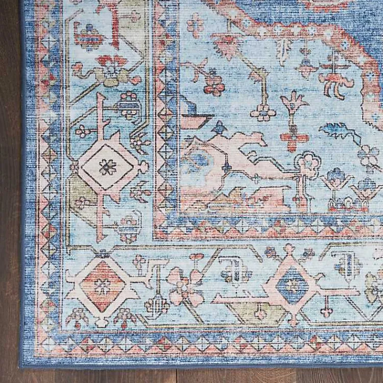 Area Rugs-Kirklands Home Fulton Medallion Runner, 2x7 Blue