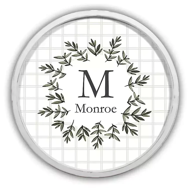 Monogram Wall Decor-Kirklands Home Personalized Monogram Leafy Frame Plaque White