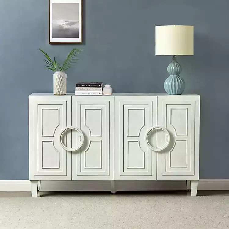 Cabinets & Sideboards-Kirklands Home Dietrich Wood 4-Door Sideboard White