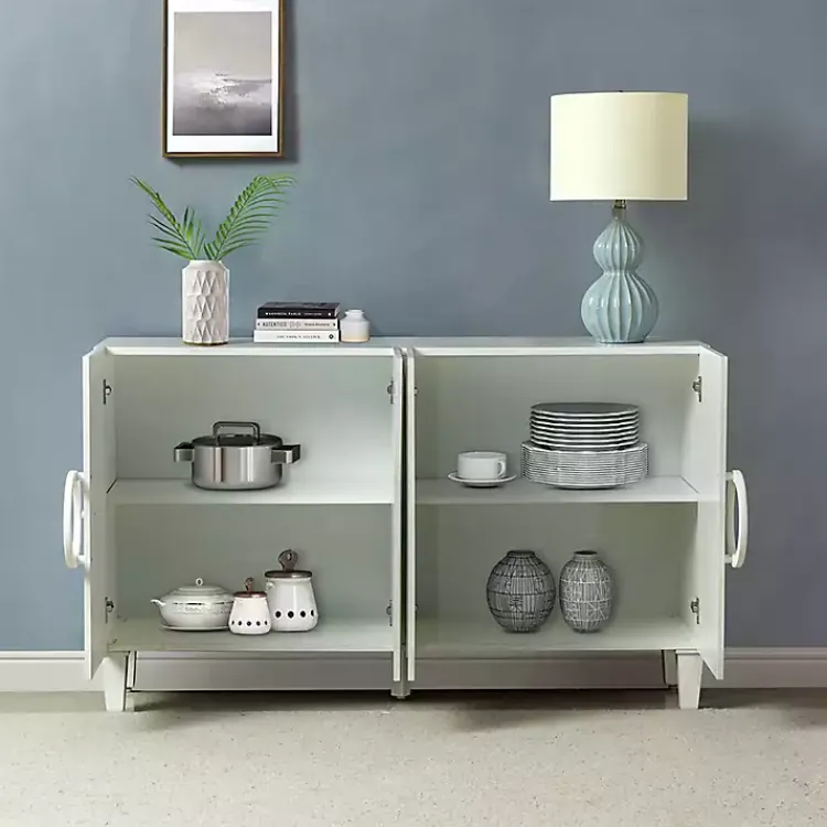 Cabinets & Sideboards-Kirklands Home Dietrich Wood 4-Door Sideboard White