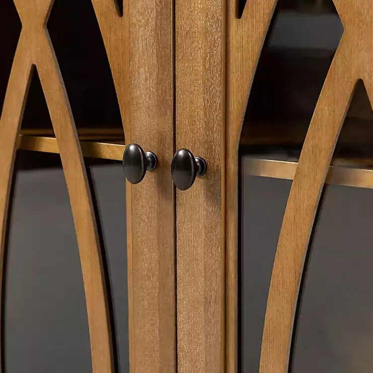 Cabinets & Sideboards-Kirklands Home Eleanora Acorn Wood 4-Door Sideboard Brown