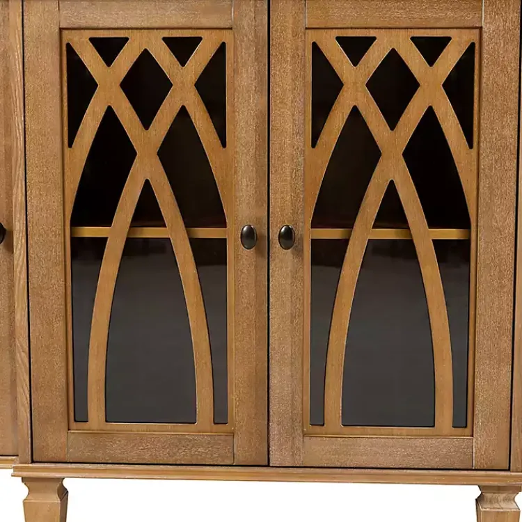 Cabinets & Sideboards-Kirklands Home Eleanora Acorn Wood 4-Door Sideboard Brown