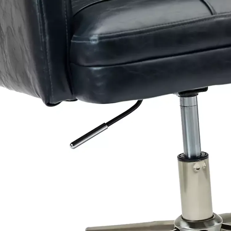 Office Furniture-Kirklands Home Navy Tufted Faux Leather Swivel Office Chair Blue