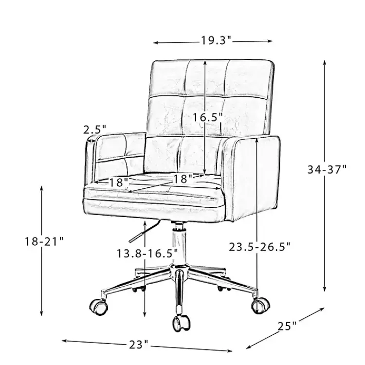 Office Furniture-Kirklands Home Espresso Tufted Faux Leather Swivel Office Chair Brown