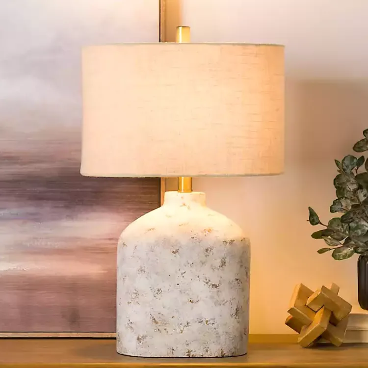Table Lamps-Kirklands Home Distressed Narrow Table Lamp White