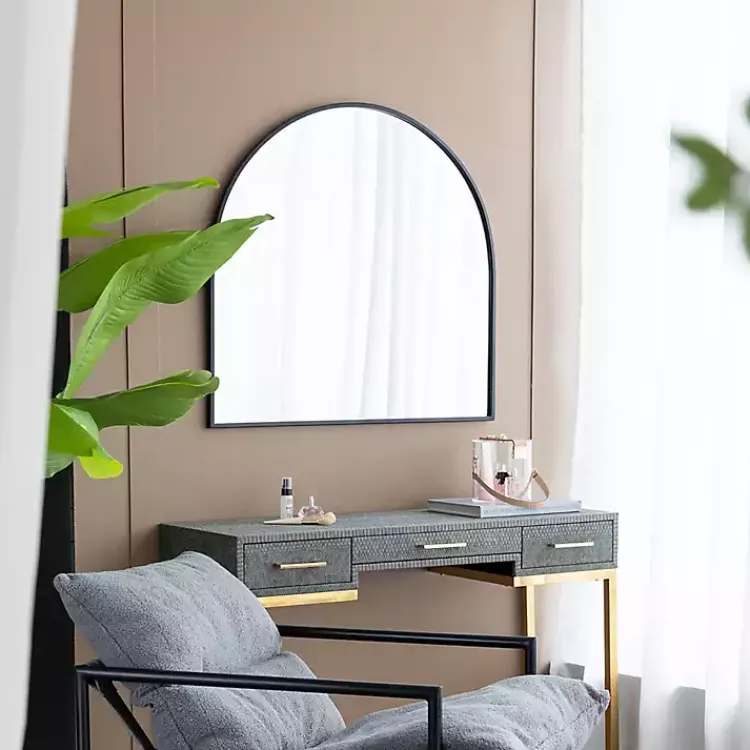 Decorative Mirrors-Kirklands Home Wide Arched Wall Mirror Black
