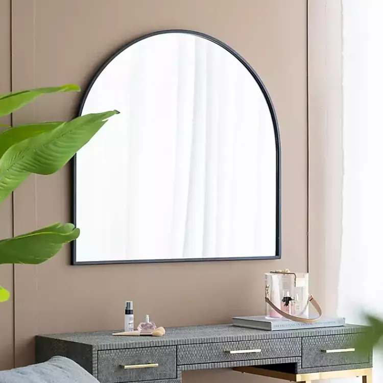 Decorative Mirrors-Kirklands Home Wide Arched Wall Mirror Black