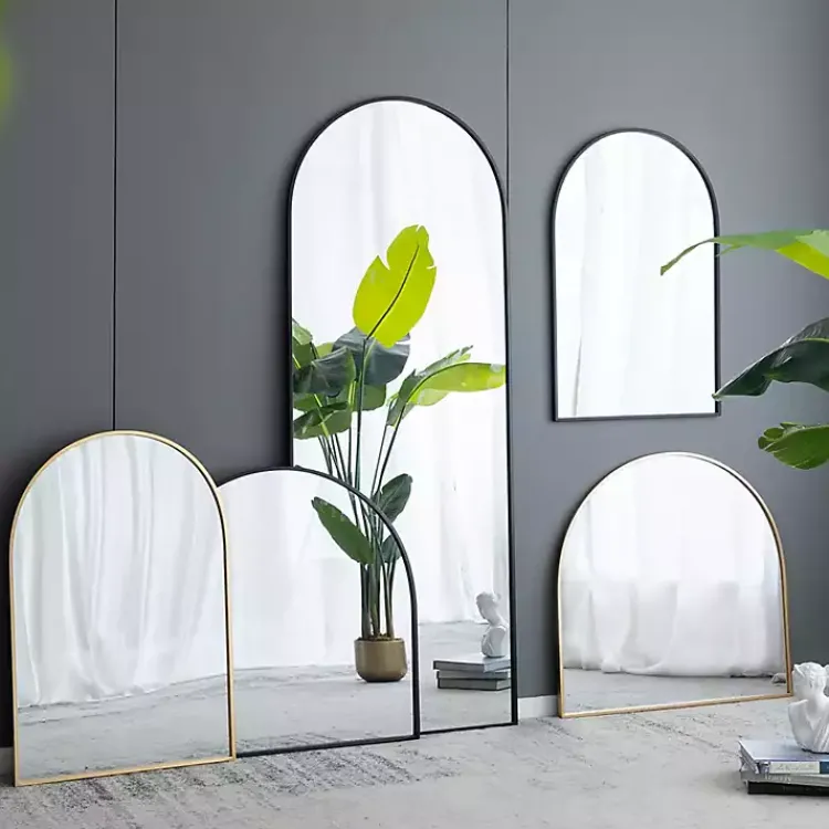 Decorative Mirrors-Kirklands Home Wide Arched Wall Mirror Black