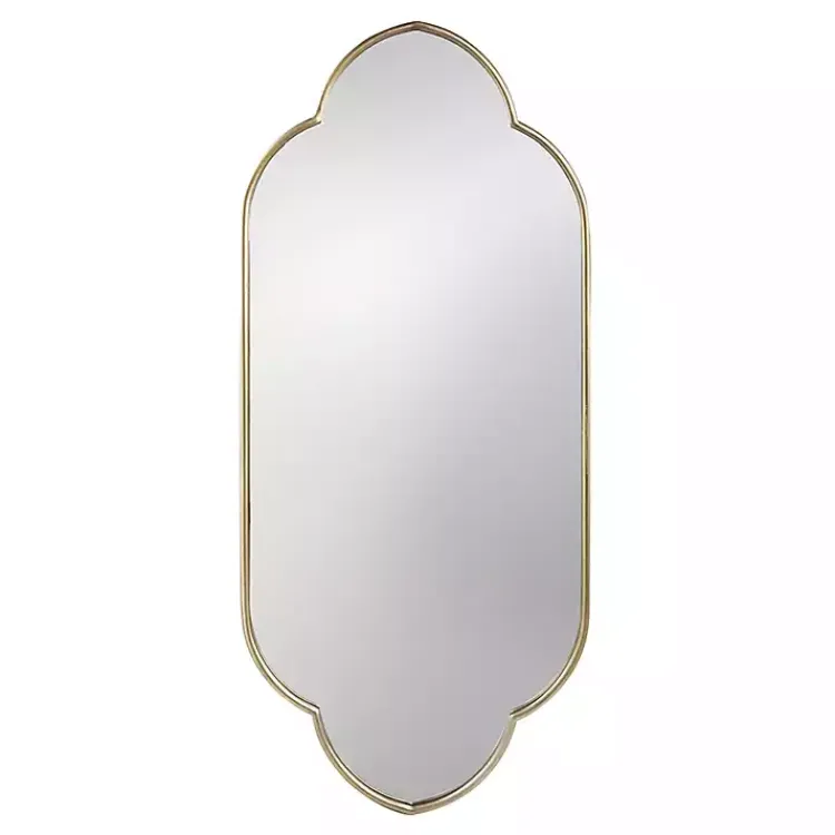 Decorative Mirrors-Kirklands Home Champagne Gold Long Quatrefoil Mirror