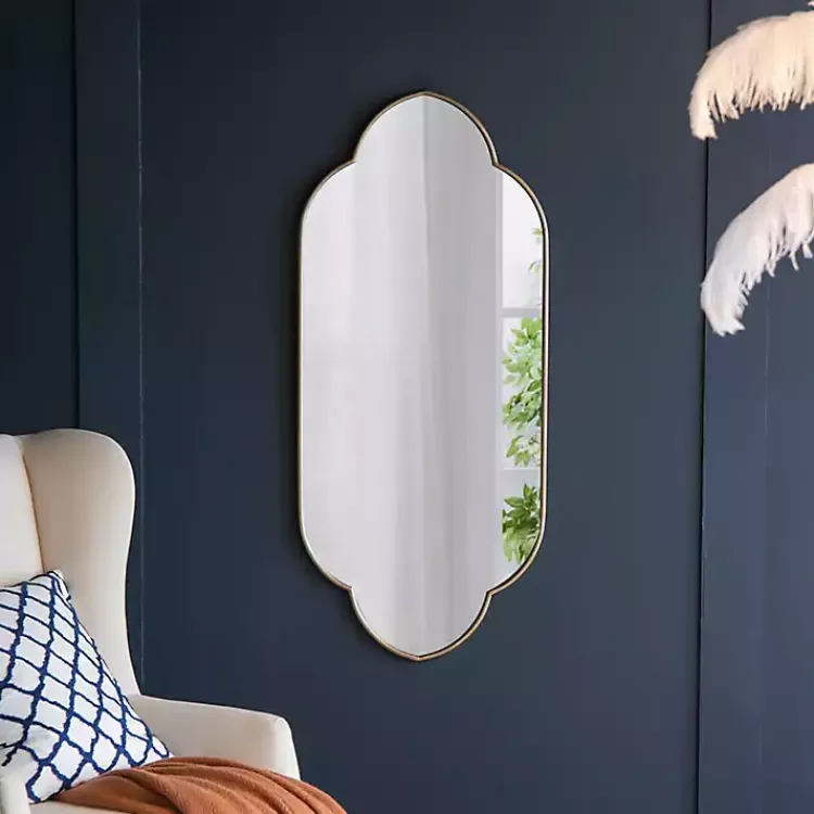 Decorative Mirrors-Kirklands Home Champagne Gold Long Quatrefoil Mirror