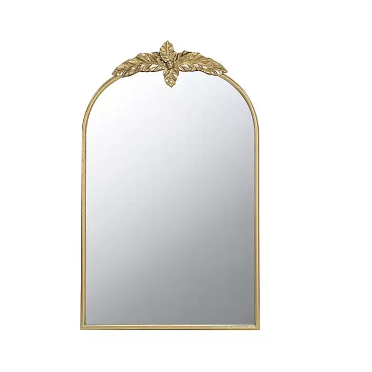Decorative Mirrors-Kirklands Home Gold Leaves Arched Wall Mirror, 24x36 in.