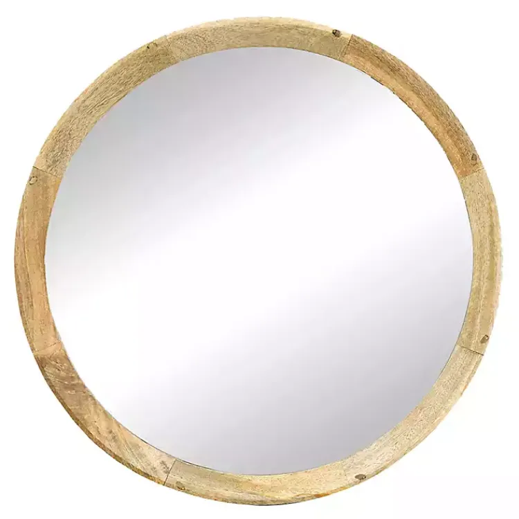 Decorative Mirrors-Kirklands Home Round Mango Wood Wall Mirror