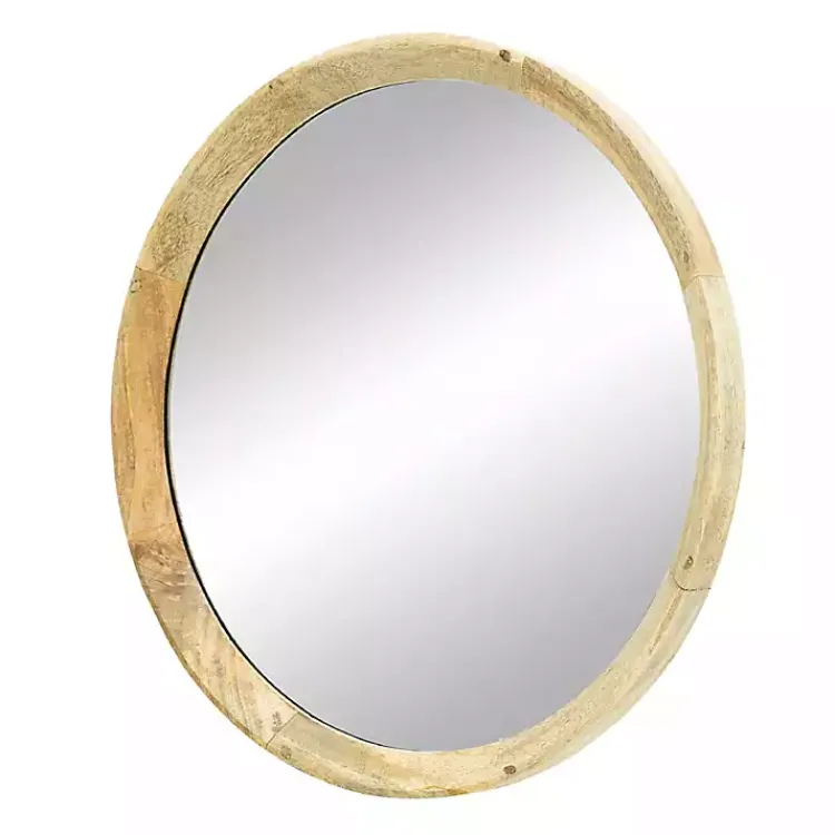 Decorative Mirrors-Kirklands Home Round Mango Wood Wall Mirror