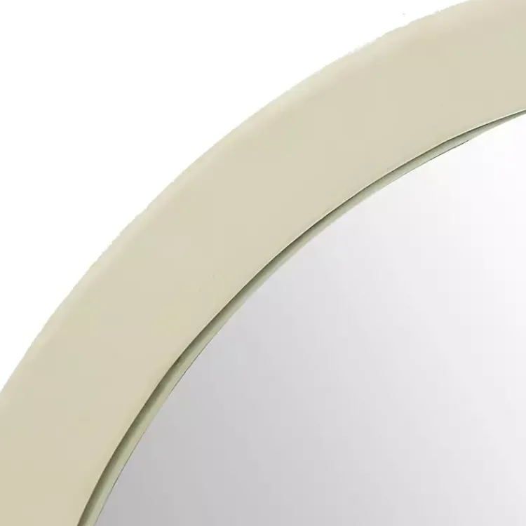 Decorative Mirrors-Kirklands Home Round Cream Mango Wood Wall Mirror