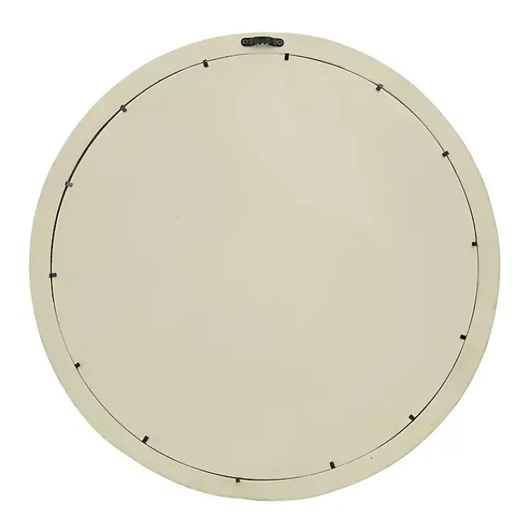 Decorative Mirrors-Kirklands Home Round Cream Mango Wood Wall Mirror