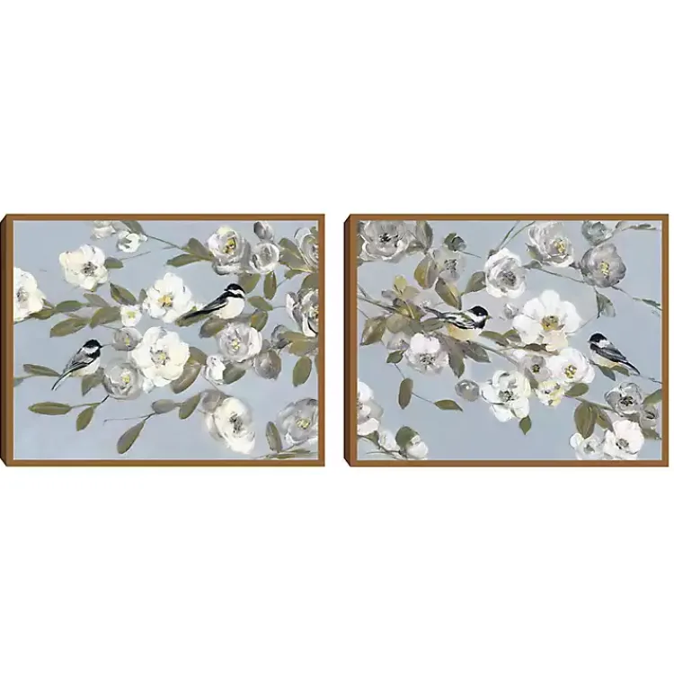 Framed Art-Kirklands Home Chickadee Blossoms Framed Canvas Prints, Set of 2