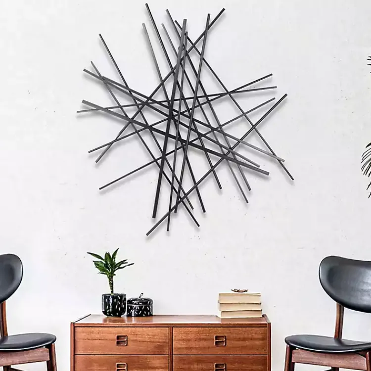 Wall Plaques-Kirklands Home Icilio Abstract Linear Wall Plaque Black