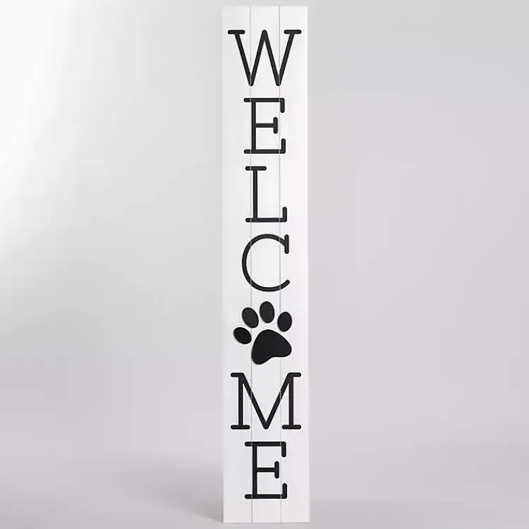 Garden Decor-Kirklands Home White Welcome Paw Print Porch Board