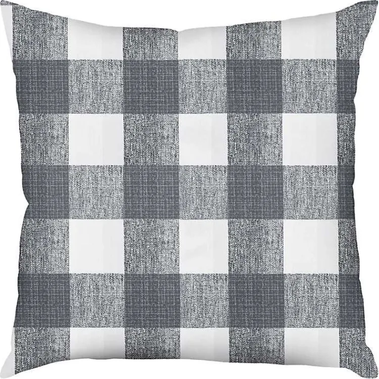 Outdoor Cushions & Pillows-Kirklands Home Gray Buffalo Check Outdoor Pillow, 22 in.