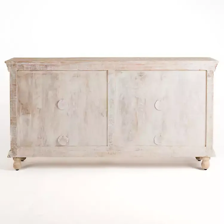 Cabinets & Sideboards-Kirklands Home Whitewashed Carri Glass Door Cabinet