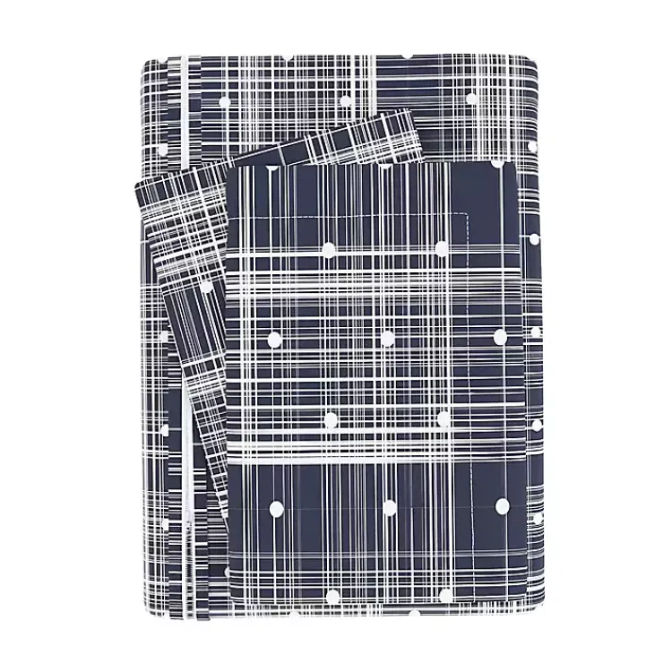Duvets-Kirklands Home Navy Plaid Polka Dot 2-pc. Twin Duvet Cover Set