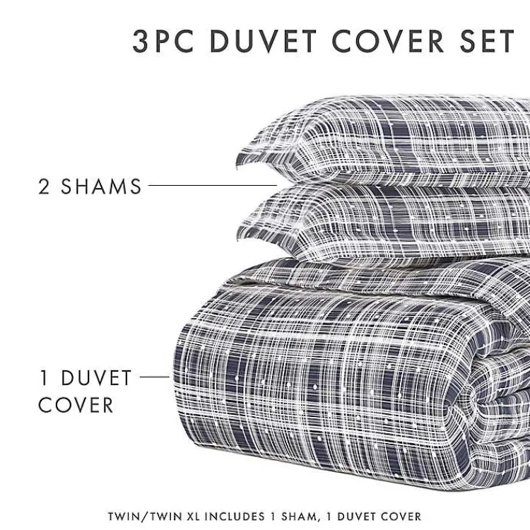 Duvets-Kirklands Home Navy Plaid Polka Dot 2-pc. Twin Duvet Cover Set