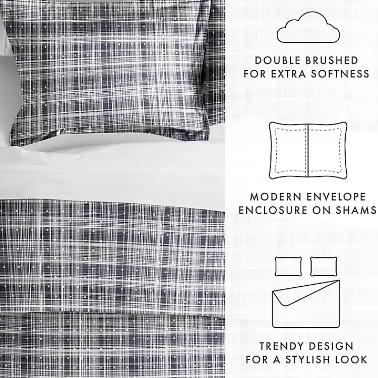 Duvets-Kirklands Home Navy Plaid Polka Dot 2-pc. Twin Duvet Cover Set