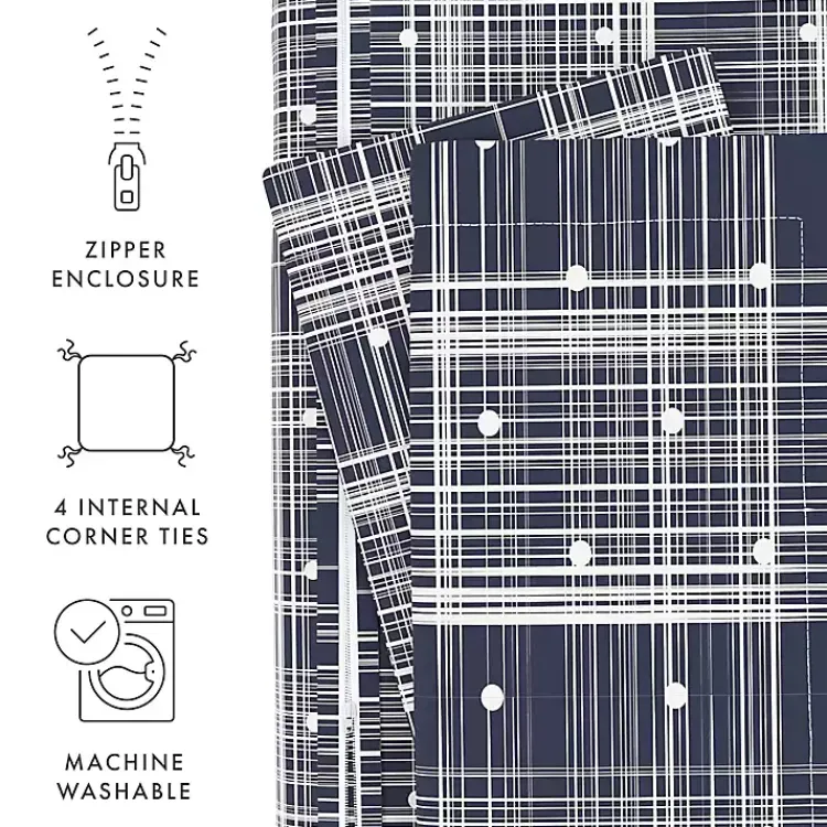 Duvets-Kirklands Home Navy Plaid Polka Dot 2-pc. Twin Duvet Cover Set