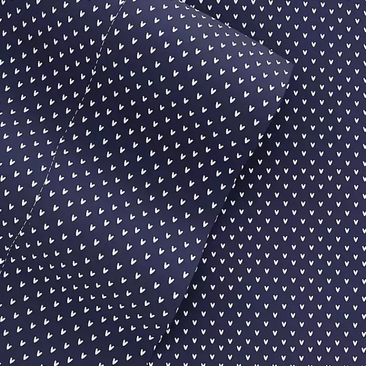 Bed Sheets-Kirklands Home Navy Tiny Hearts 3-pc. Twin Sheet Set Blue