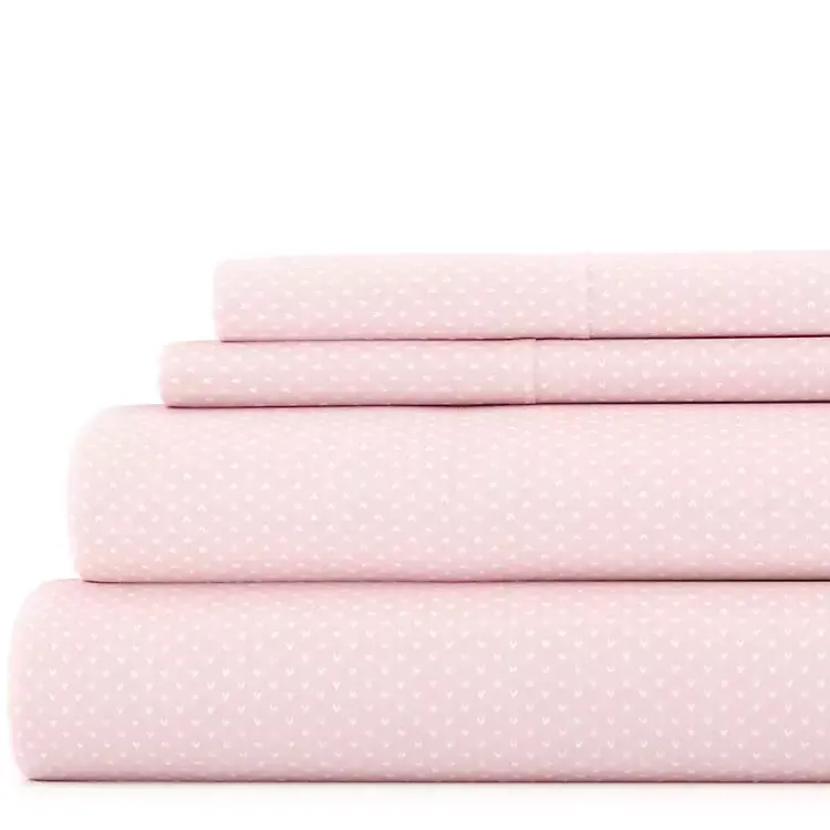 Bed Sheets-Kirklands Home Tiny Hearts 3-pc. Twin Sheet Set Pink